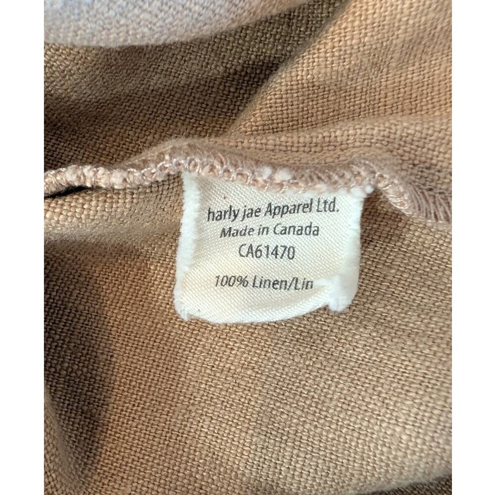Harly Jae Provence Button Front Dress S 100% Linen Taupe Square Neck Midi Canada - Picture 6 of 9